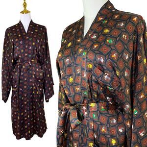Vintage 1995 Looney Tunes Mania 100% Silk Dressing Gown Robe Unisex - One Size